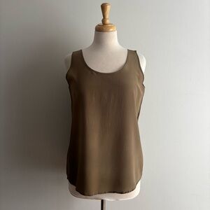 Vintage 1990s Olive 100% Silk Sleeveless Top / M